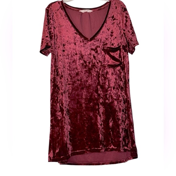Women’s Spring + Mercer Velvet Legging Tee, Size‎ S Bordeaux Red - Picture 1 of 7